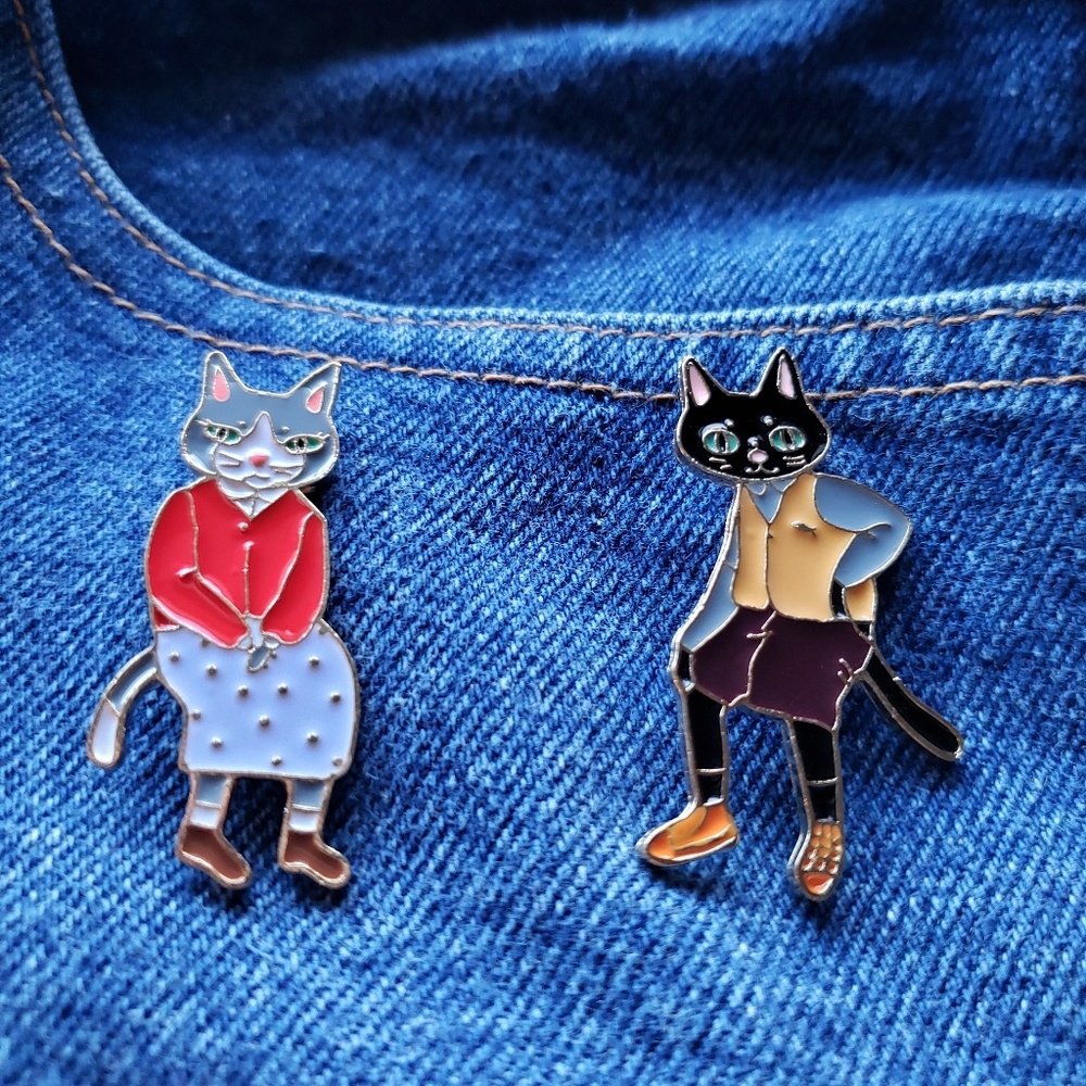 Hipster Cat Enamel Pins